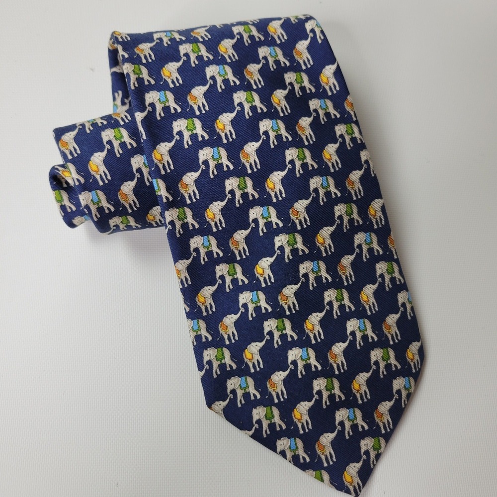 Brooks Brothers Makers Navy Blue Silk Elephant Tie Made in USA